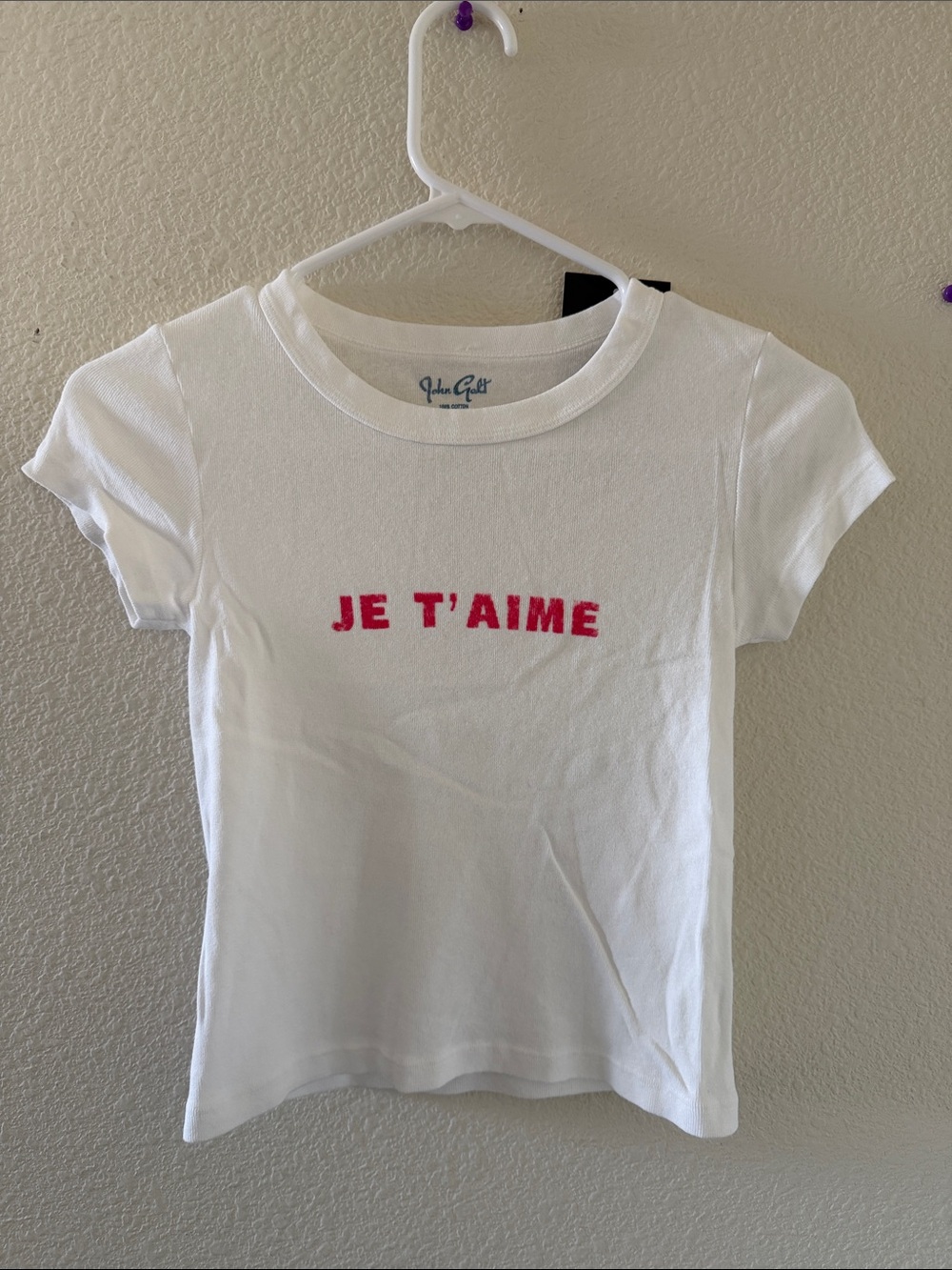 Brandy Melville White 'Ashlyn Je T'aime' top